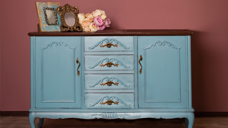 Blue antique dresser 