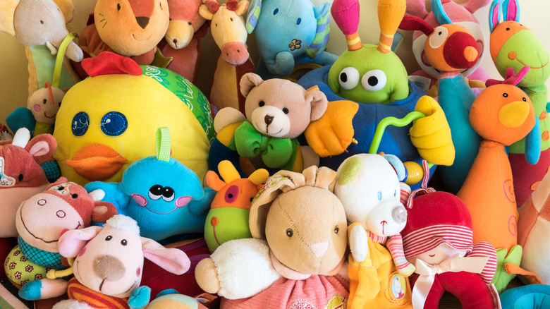 stack of stuffed animals 