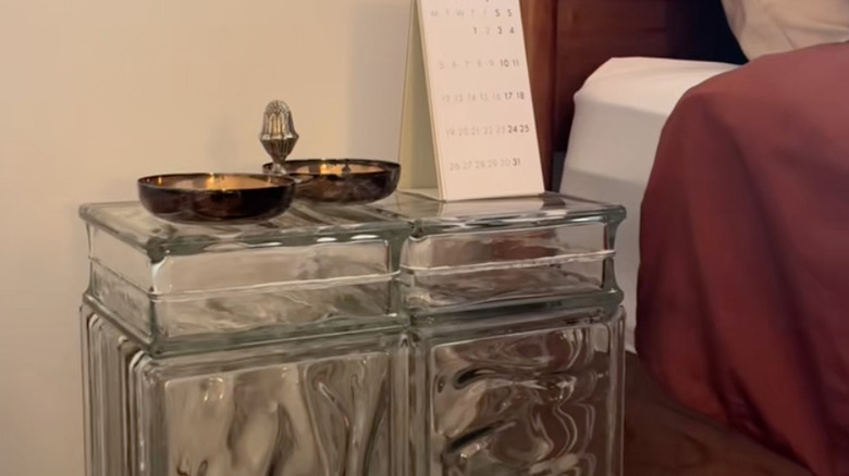 bedside table using glass blocks