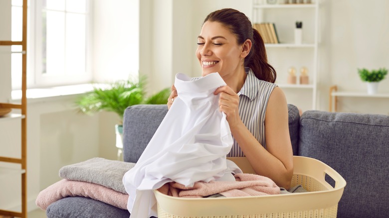 woman doing laundry