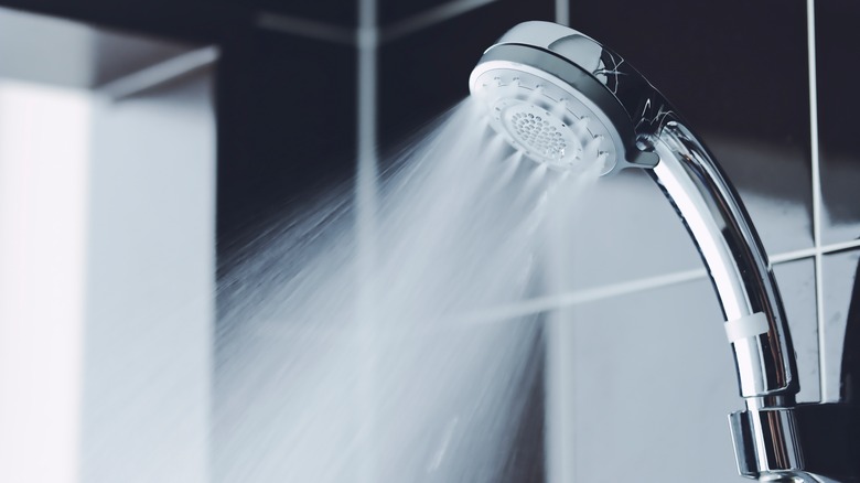 shower head spraying water