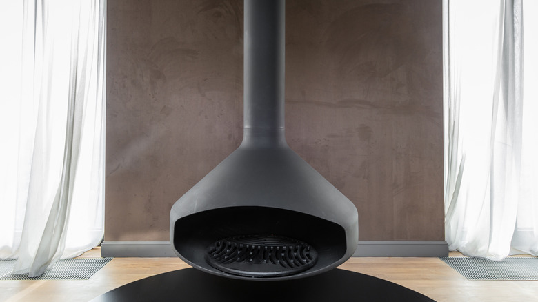 black hanging fireplace