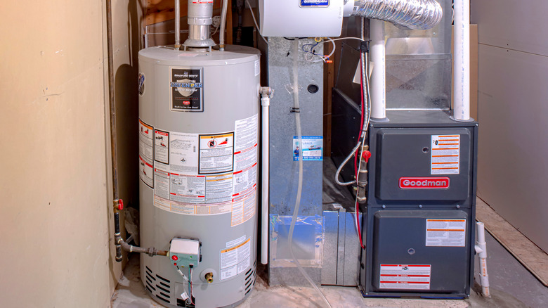 A Bradford White gas water heater in a home