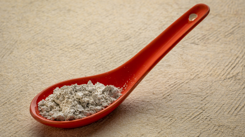 Diatomaceous earth on spoon