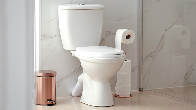 White toilet in modern bathroom