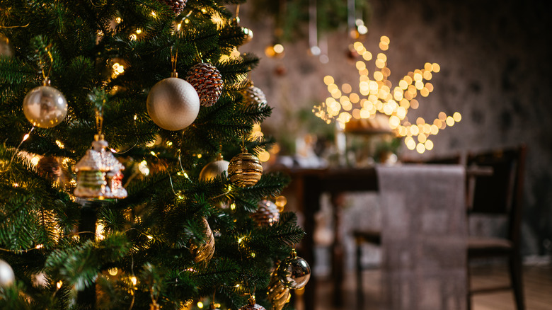 Christmas decorations inside a home