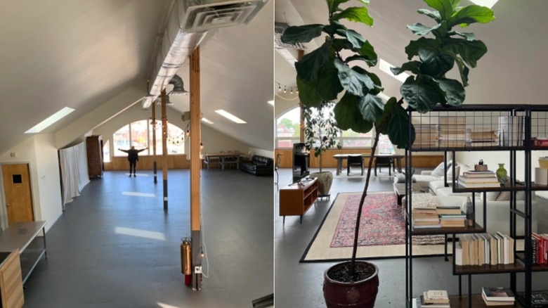 A before and after of the decoration process of an empty loft