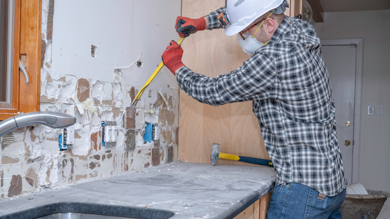 Kitchen demolition in progress