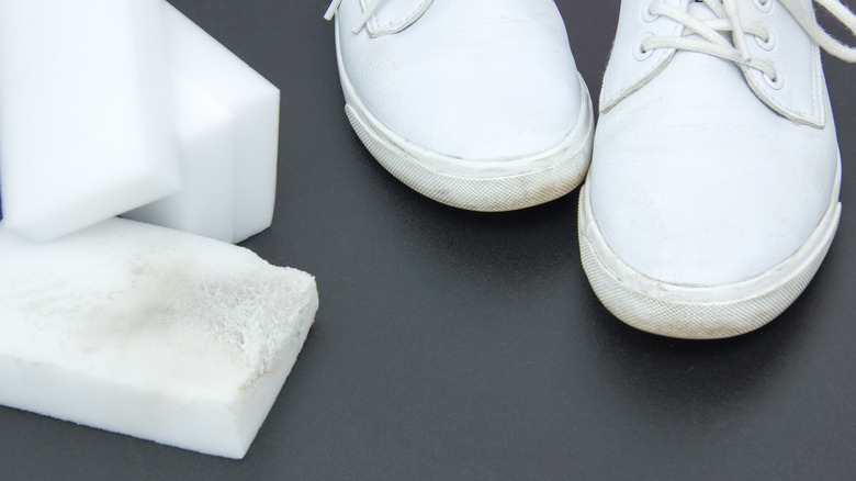 Magic Eraser with white sneakers