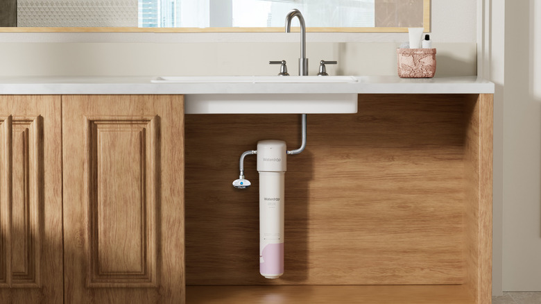 Waterdrop Filter skincare softening system installed under bathroom sink