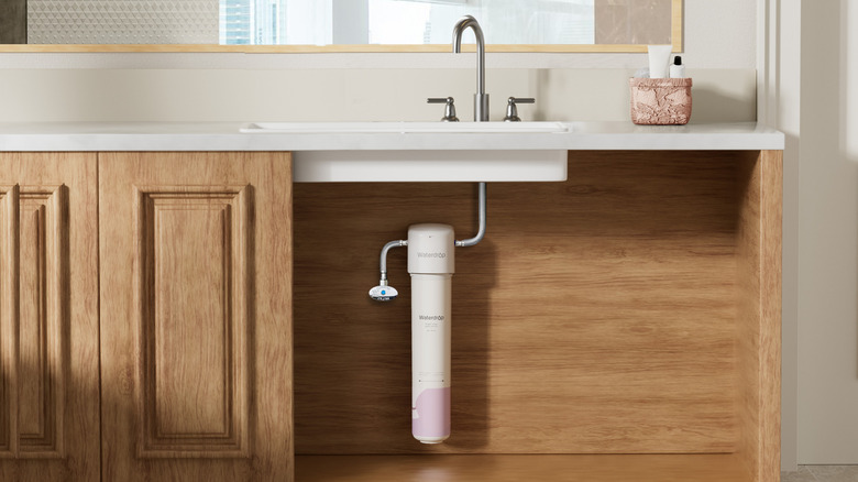 Waterdrop Filter skincare softening system installed under bathroom sink