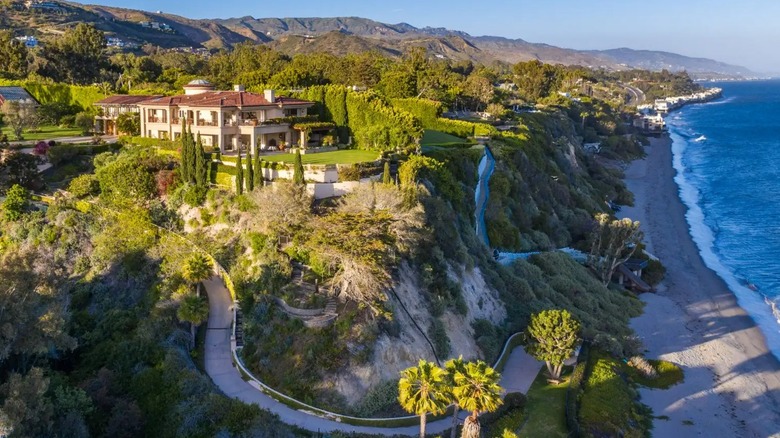 Mansion overlooking private beach