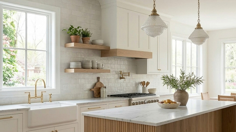 bright white modern kitchen with natural light