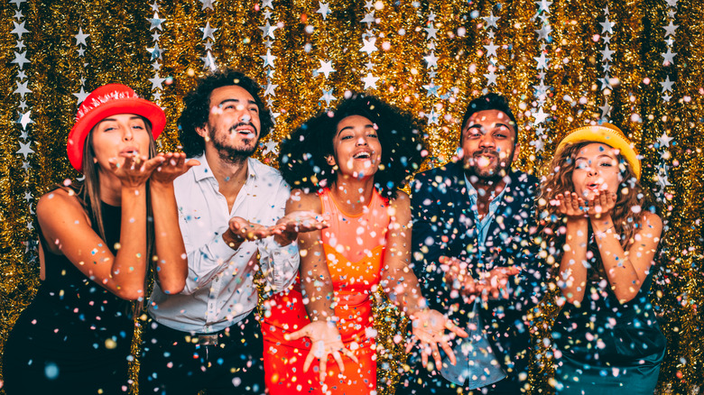 NYE photo wall with friends