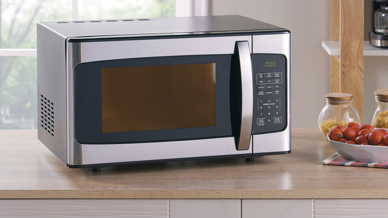 Modern microwave in kitchen