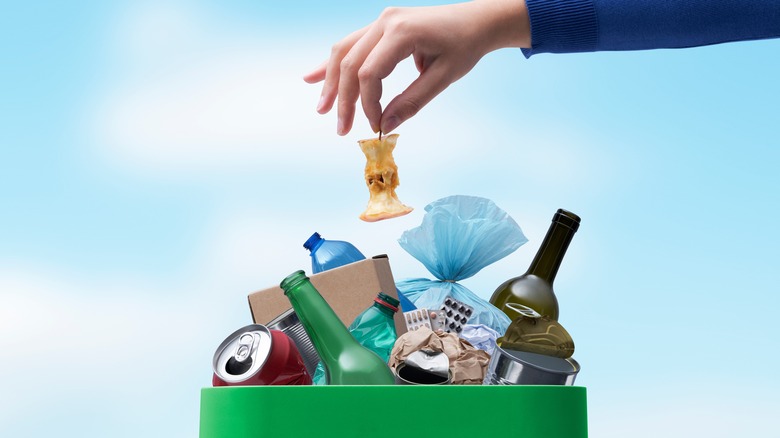 Person throwing away garbage