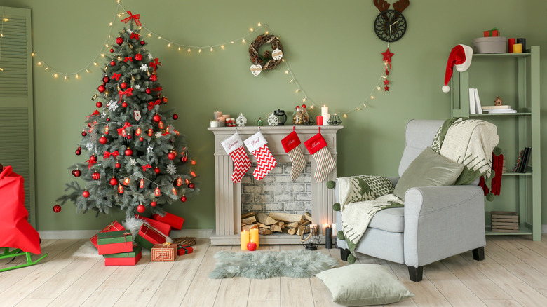 Christmas tree with red topper