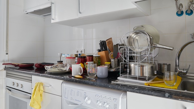 Cluttered messy kitchen