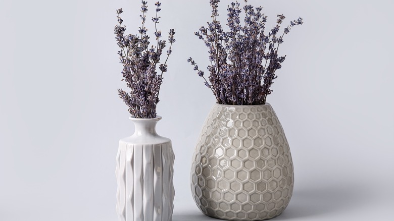 vases with lavender flowers