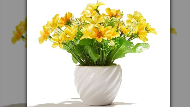 bouquet of yellow fake flowers