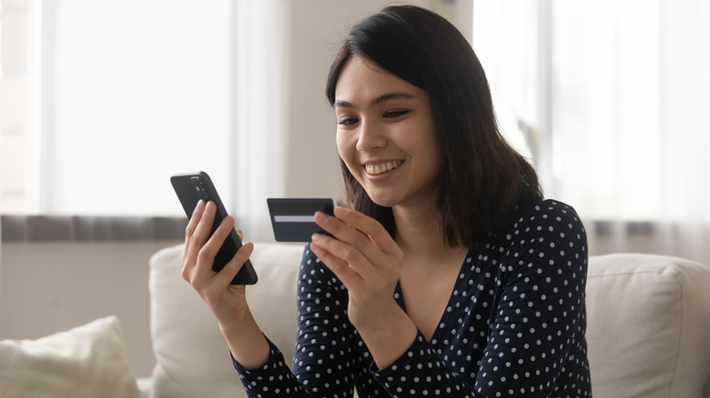 Woman shopping on phone