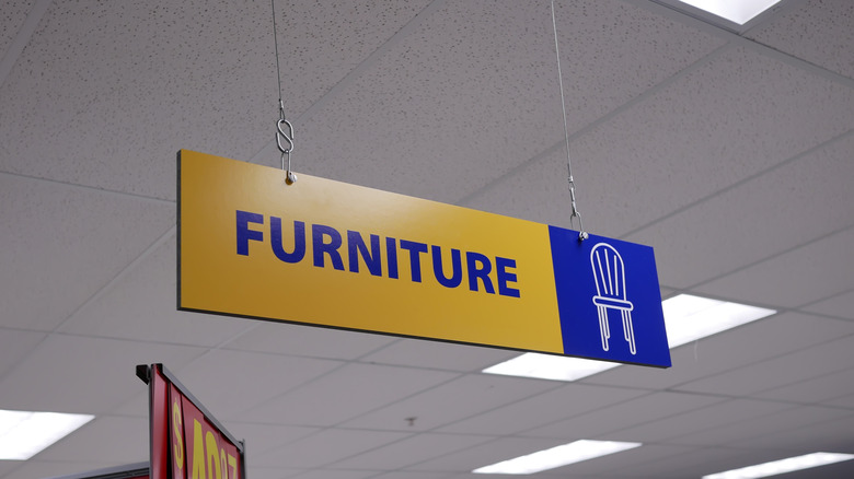 Furniture sign inside of Walmart