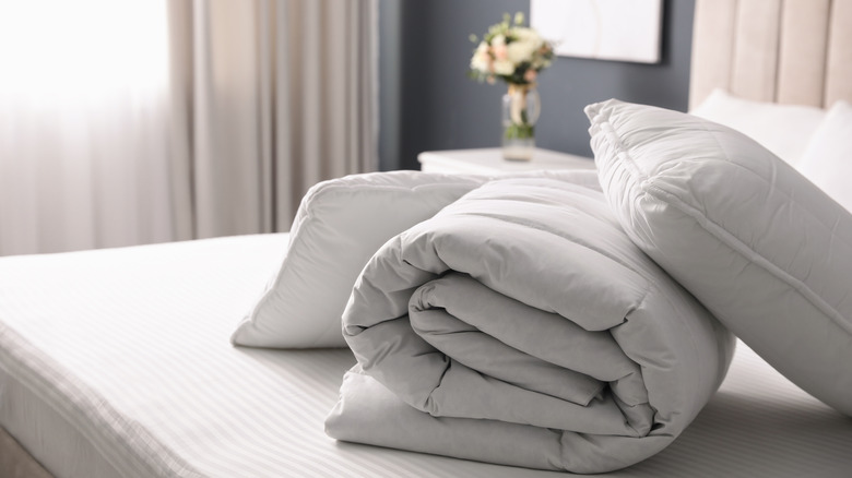 duvet cover on bed 