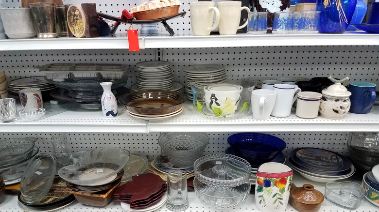 Various selections of thrift store glassware