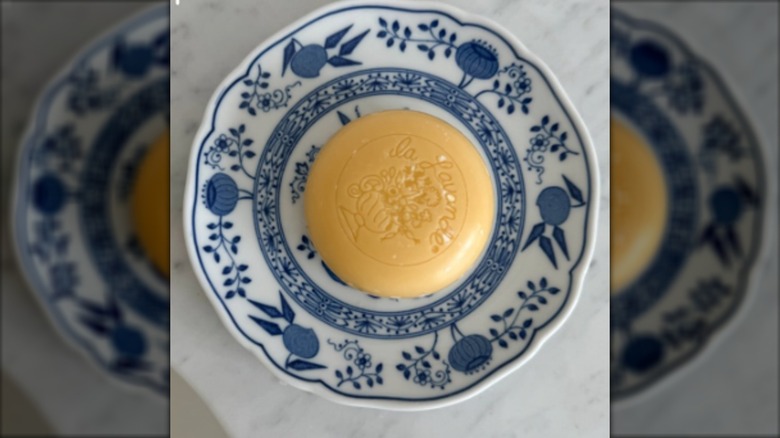 soap on a vintage plate