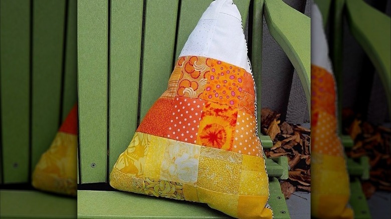 candy corn pillow from scraps