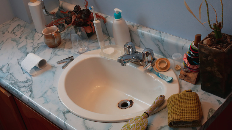 Messy bathroom sink