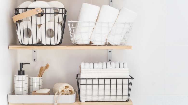 bathroom shelving hygiene product storage