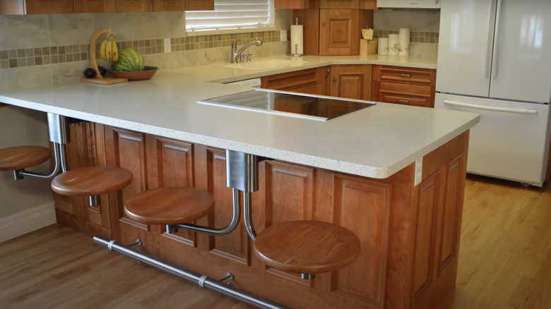 suspended seating on kitchen island