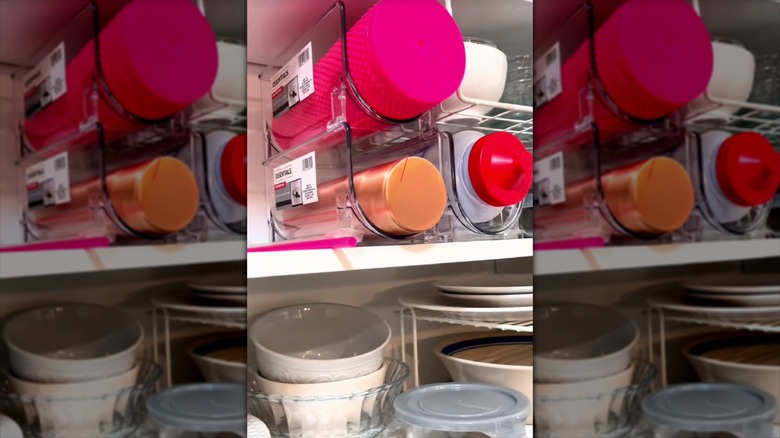 Tumblers stored in wine racks