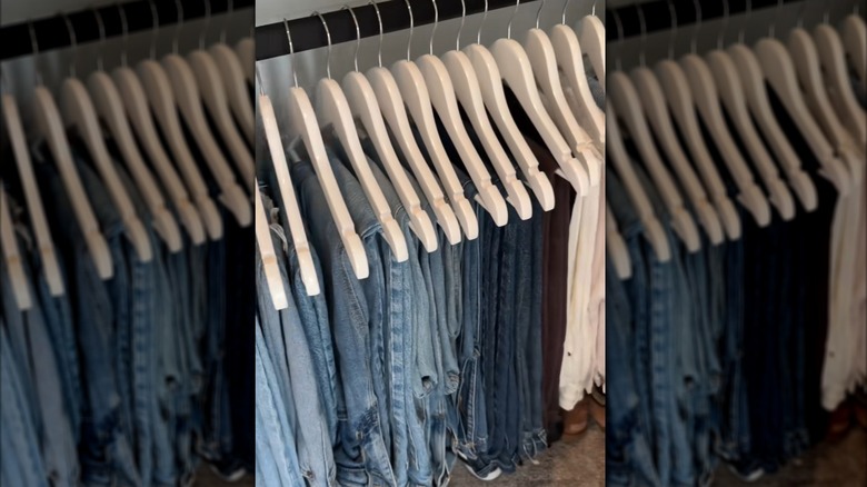 pants hung on baby hangers