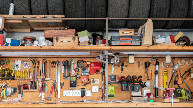 power tools in the garage