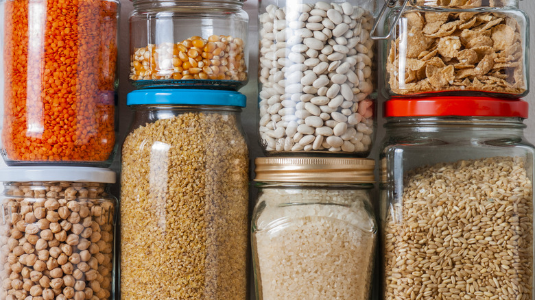Pantry goods in glass jars