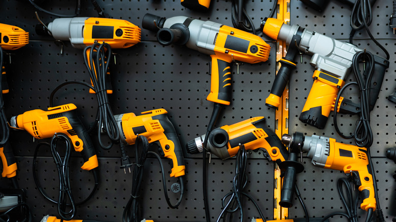 A wall of power tools
