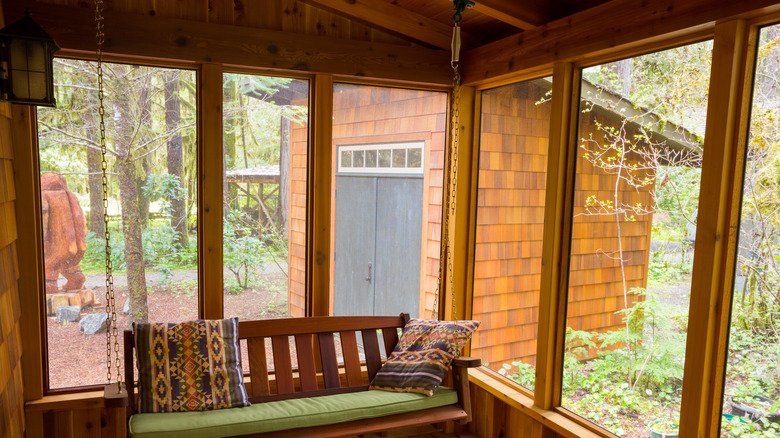 Rustic porch with screen
