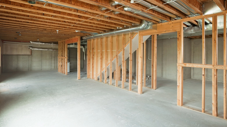 unfinished basement space