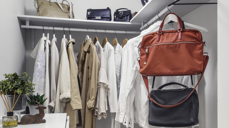 A row of purses in different colors