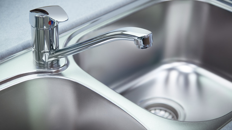 Shiny silver sink