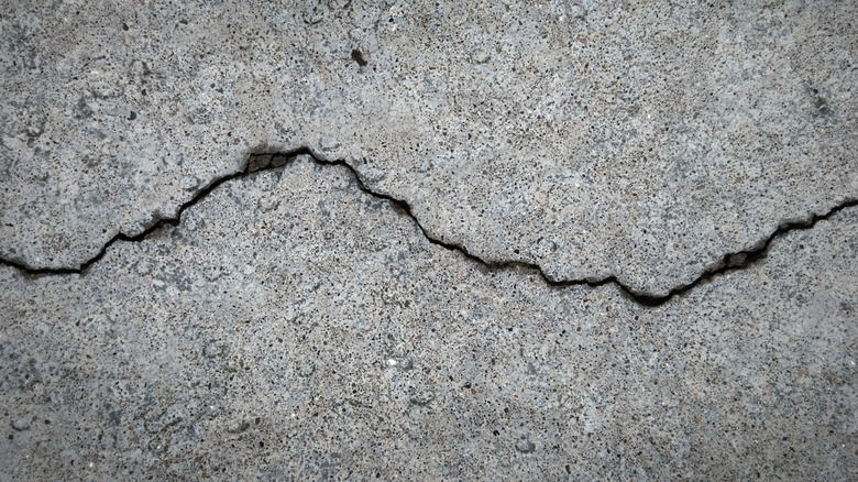 Long crack in concrete