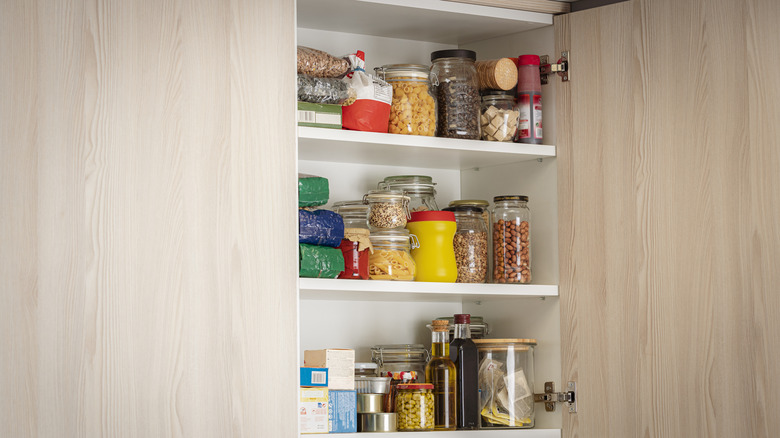 Open kitchen cabinets