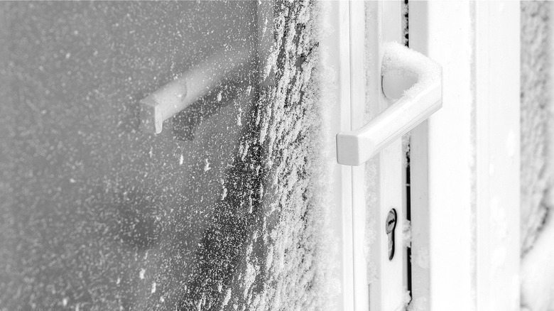 Door lock covered by ice