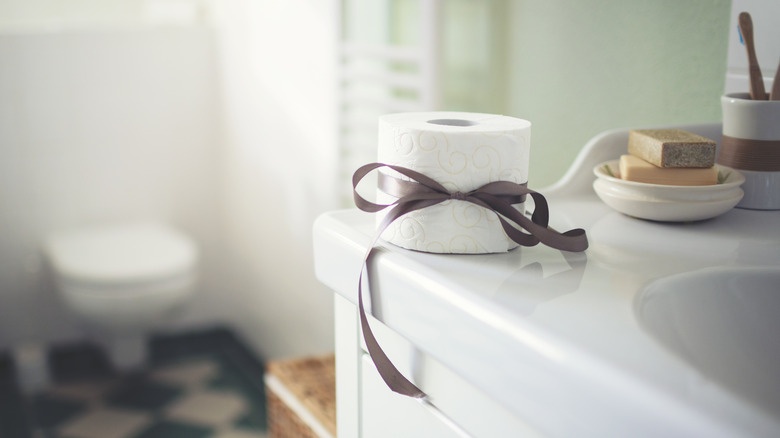 ribbon on toilet paper