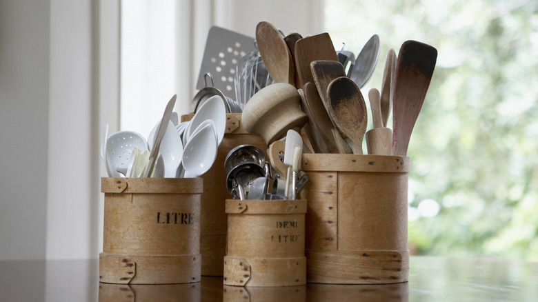 Cooking utensils on countertop