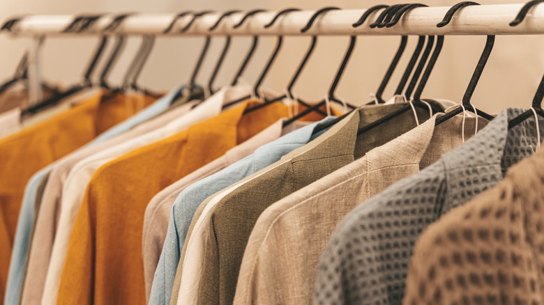 Clothing hangers on hanging rack