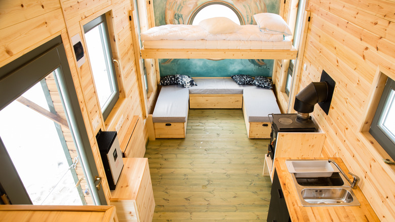 tiny home interior with bed