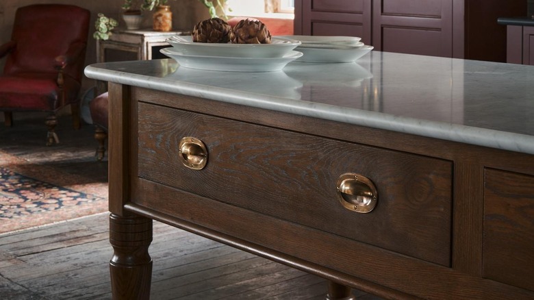 Antique pulls on a standalone island